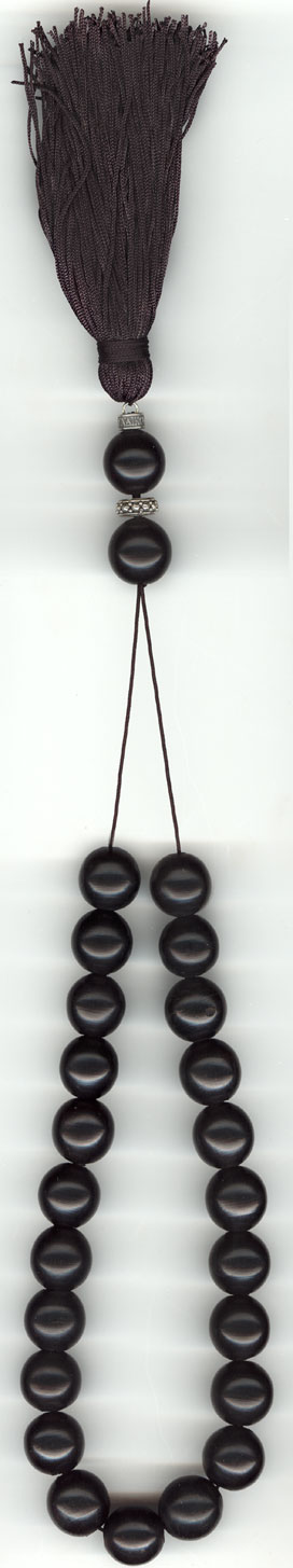 Κωδικός:KEB1EP : Επιτραπέζιο κομπολόι από κέρατο (Μαύρο) - 23 χάντρες με ασήμι.